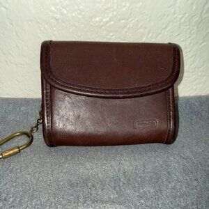 VINTAGE COACH #7219 Brown Leather Multi-Function Key Case/Purse/Coin-Card Wallet